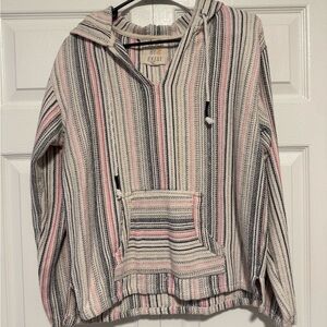 Beach By Exist Striped Hoodie Jacket - Pink, Blue, Cream